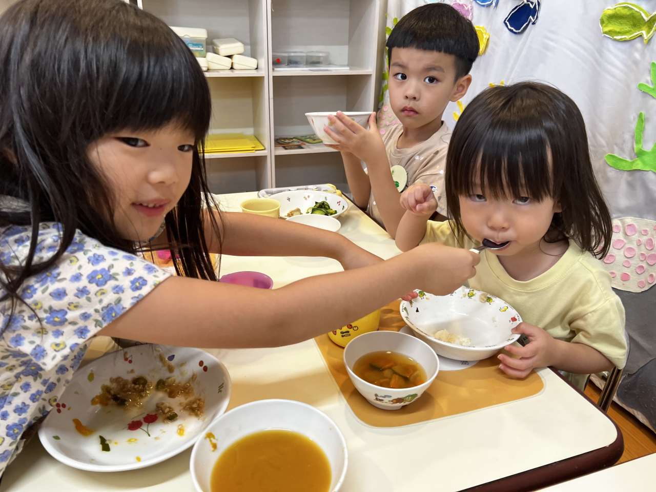 大地フロア（幼児さん）の給食の時間🍚