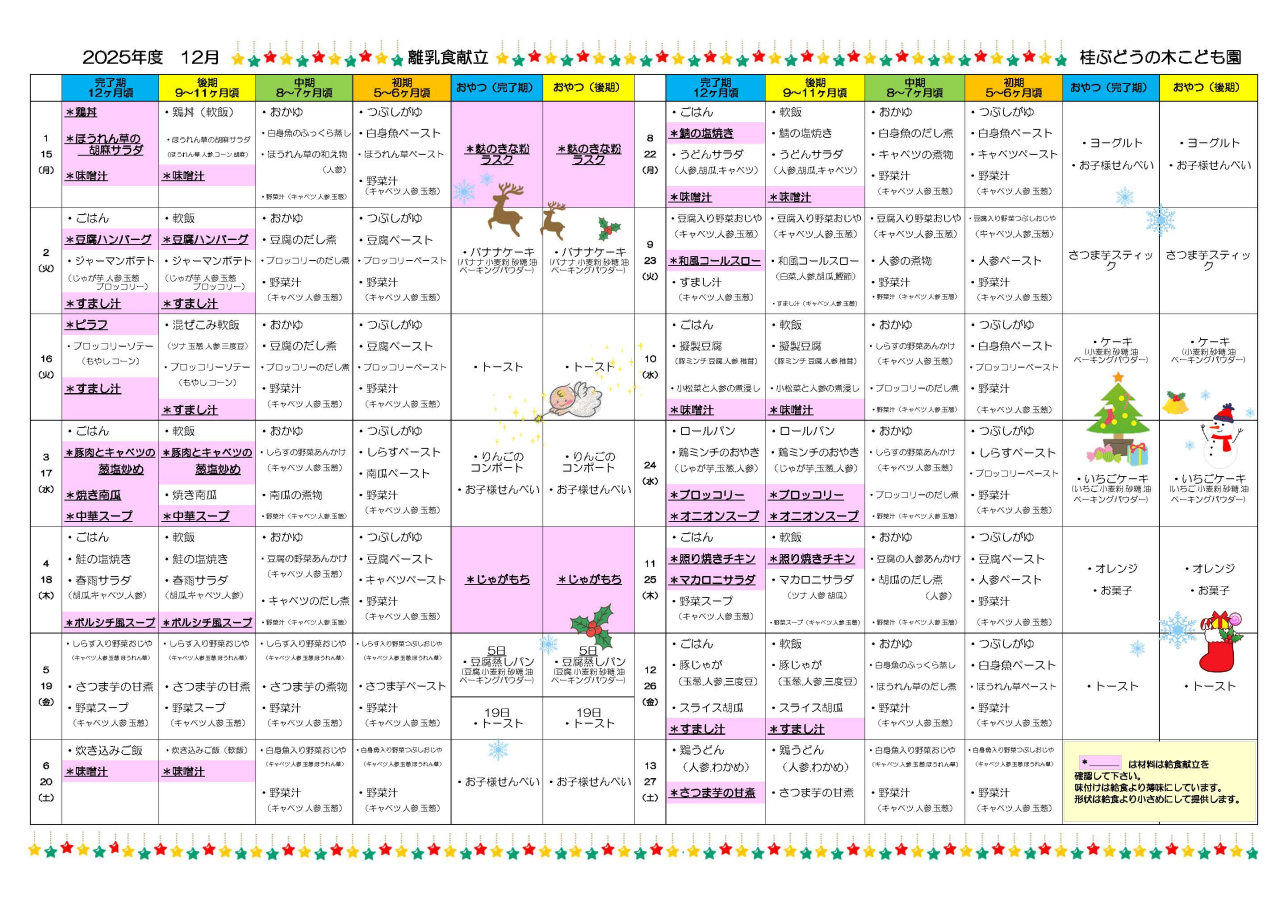 離乳食だより12月